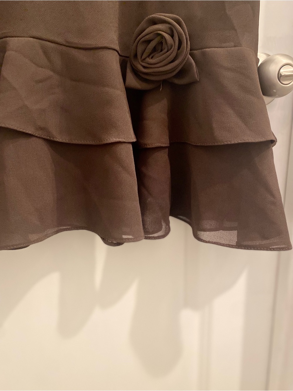 MSK Brown Maxi Skirt Tiered Ruffle Rosette Floral Detail XL - Picture 2 of 7